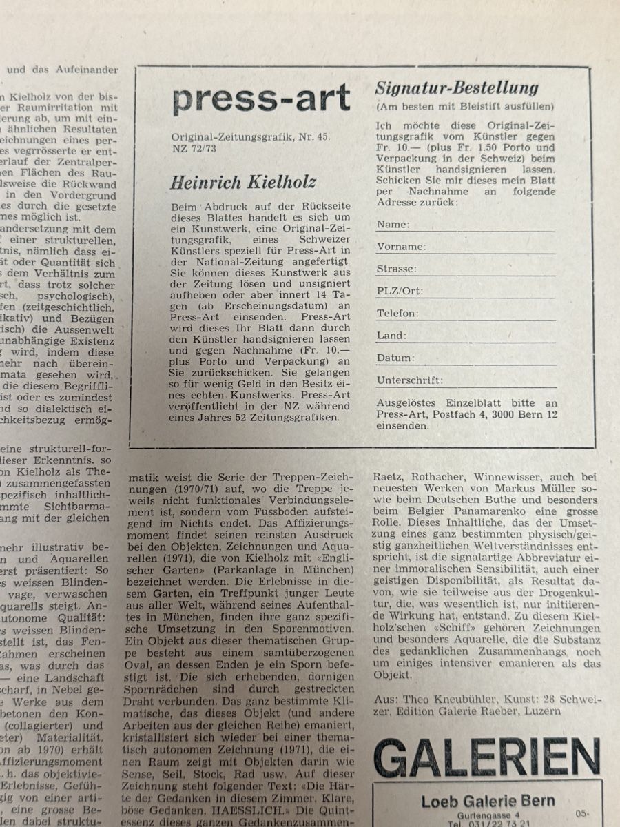 Grafica & Litografie: Heinrich Kielholz - Offsetdruck handsigniert – Usato da Solothurn venduto da NUVICO 2