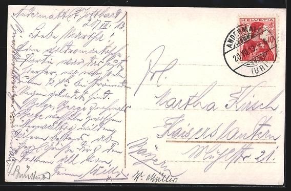 Cartoline postali: Flüelen, Ortspartie mit Kirche und Bris – Usato da Berlin venduto da bartko-reher 1