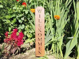 Schild “Willkommen”  Metall, Rostoptik 66 x 10cm