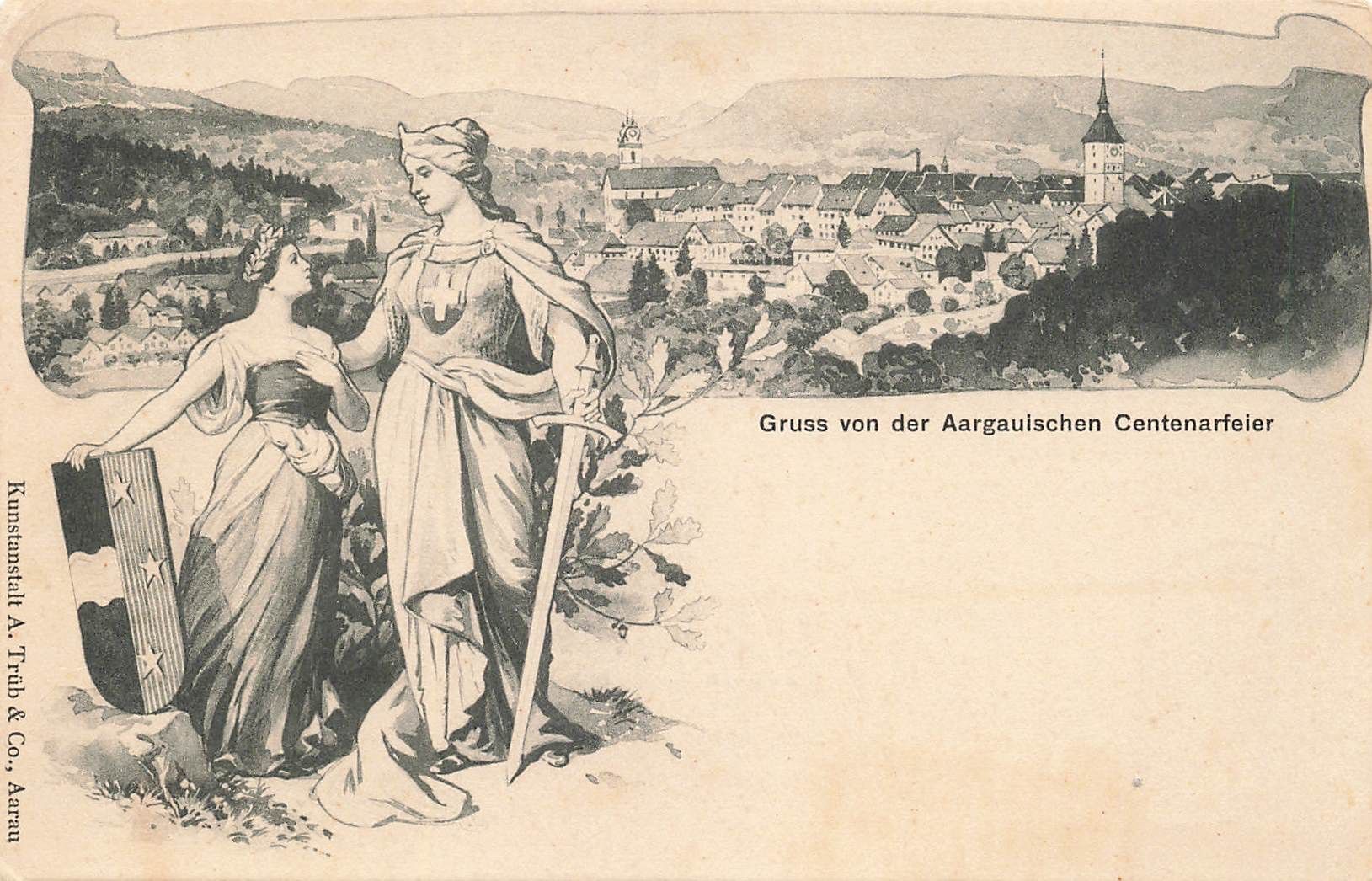 Ansichtskarten: Gruss von der Aargauischen centenarfeier – Gebraucht aus Biasca von Blenio71