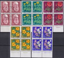 1959, J178-182, Viererblöcke mit ET-Stempel und Tabs, K:40.-