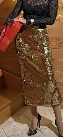 Jupe BCBG Max Azria à paillettes dorées, taille XS ✨