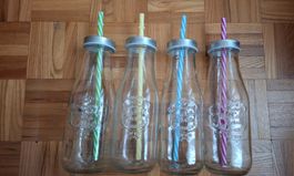 Lot de 4 bouteilles pour boire avec paille/4er-Set Trinkflas