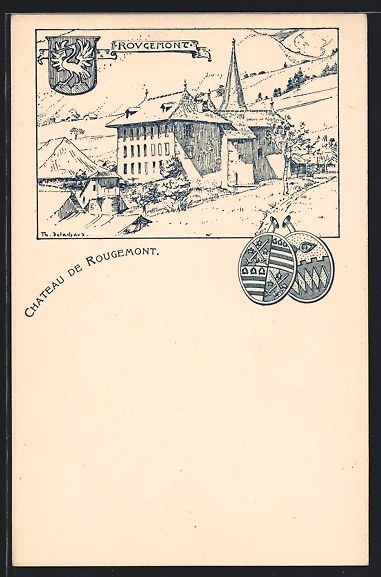 Ansichtskarten: Litho Rougemont, Teilansicht des Ortes,  – Gebraucht aus Berlin von bartko-reher