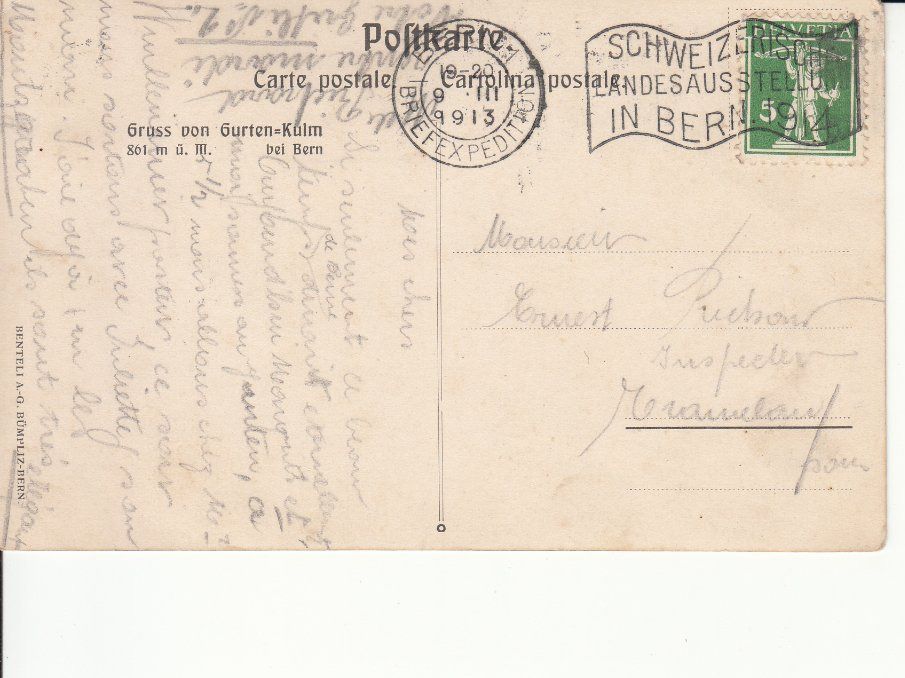 Cartoline postali: Gurten-Kulm 1913 – Usato da Bürglen TG venduto da StampGraf 1