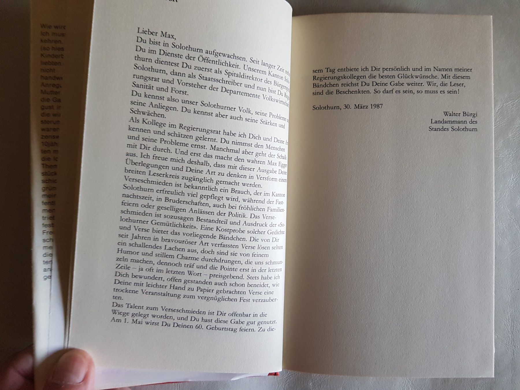 Libri: Buch: Oh Solothurn - Max Egger - Gedanken Erinnerungen – Usato da Walterswil BE venduto da Lonitti 6