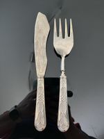 Set posate argento coltello e forchetta decorati usati