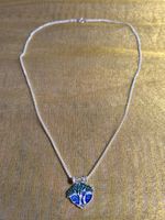 Jugendstil w- schönes Collier Silber 925 Lebensbaum Email