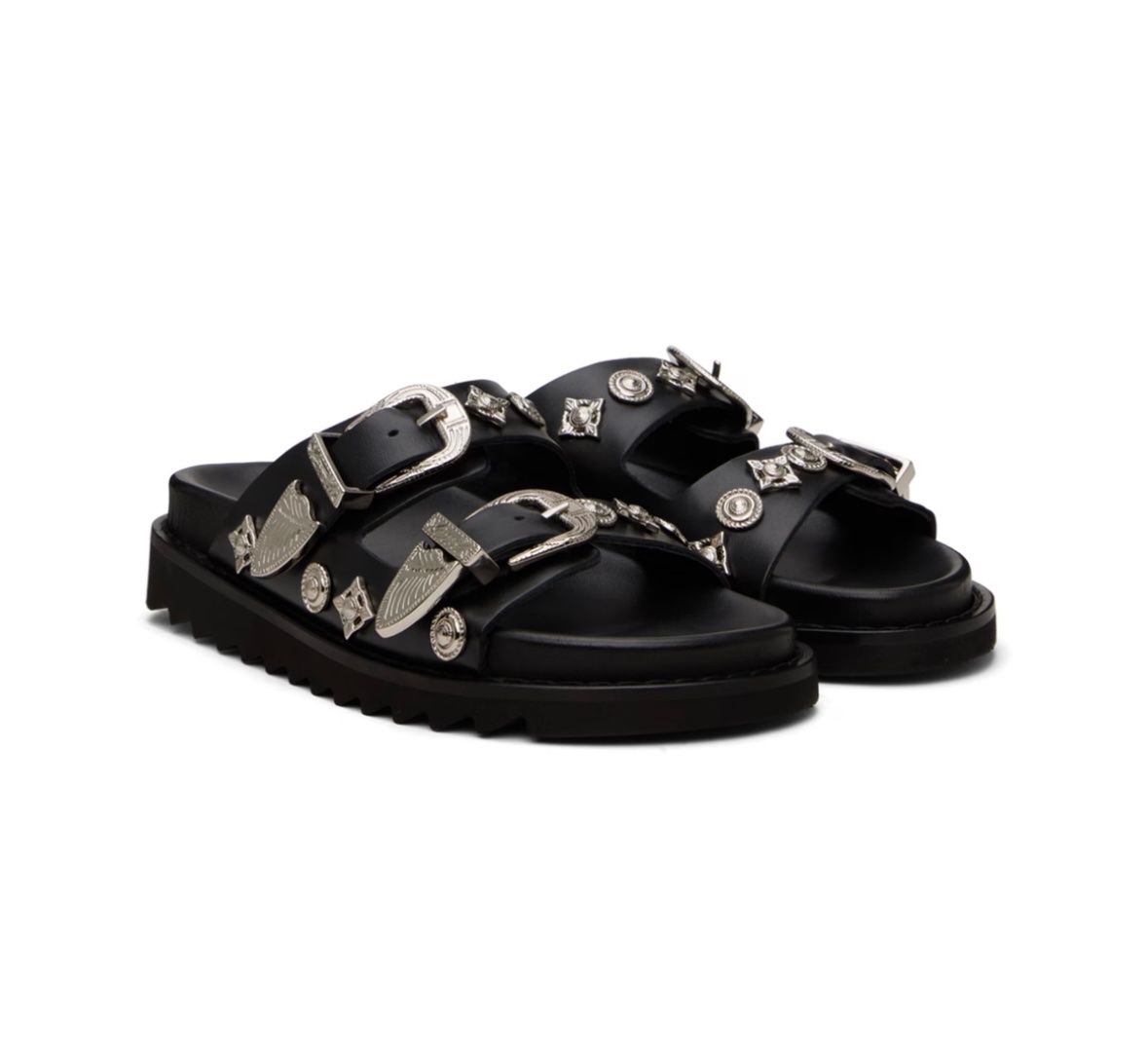 Scarpe da uomo: Toga Pulla Black Two Buckle Charms Sandals – Usato da Klingnau venduto da Vdado