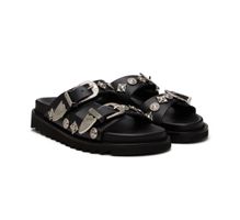 Toga Pulla Black Two Buckle Charms Sandals
