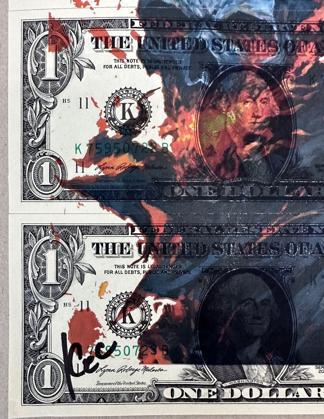 Dipinti: KeC: Deadly Dollars, Geldkunst, Echte Dollars, UNIKAT – Nuovo (secondo la descrizione) da Meilen venduto da Smgdesign 1