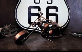 Maquette Moto - Chopper Métal Scrap Metal Art - Cuivré