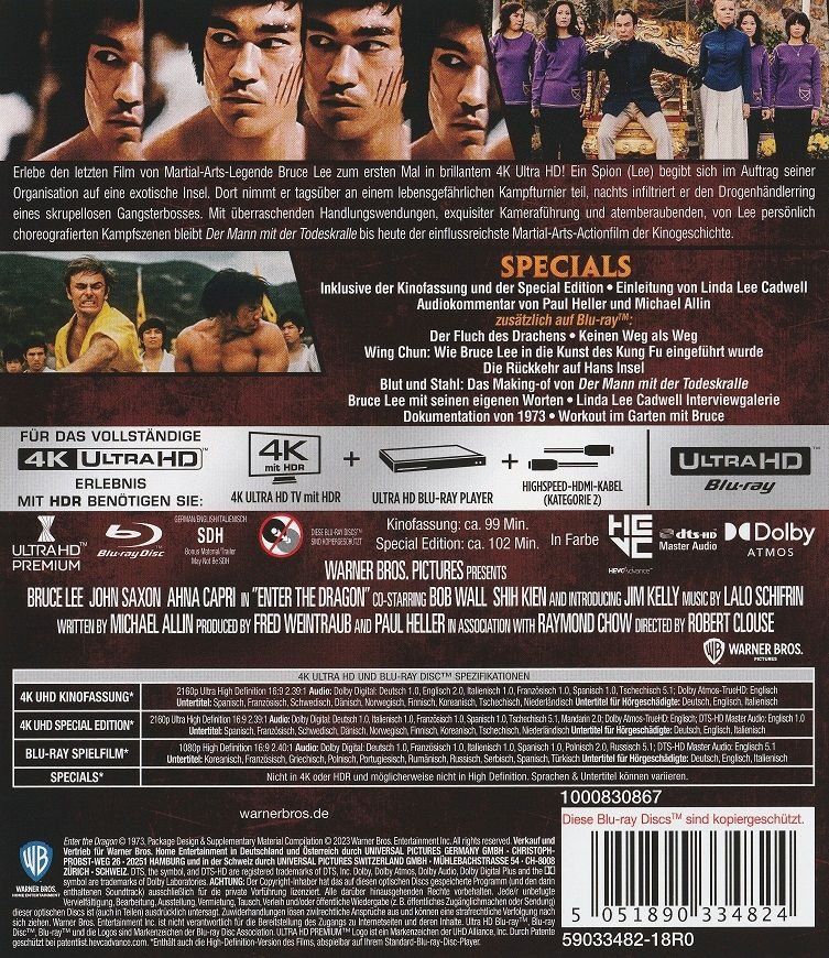 Tutti i DVDs: Der Mann mit der Todeskralle (1973) 4K UHD+BD/Bruce Lee – Nuovo (secondo la descrizione) da Volketswil venduto da cinephilia 1
