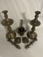 Antike Messing Kerzenständer & Mörser Konvolut Vintage