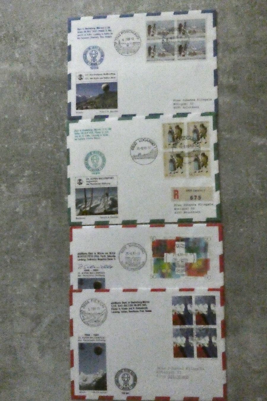 Tutti i francobolli: 10 Briefe Hochalpinen Ballonflug – Usato da Niederglatt ZH venduto da Fischer_stamps 3