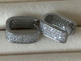 Luxus Elegante Ohrschmuck Ohrstecker Farbe: Silber / weiss