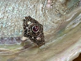 Vintage Art Deco Ring Silber mit  Amethyst u Markasiten 52,5