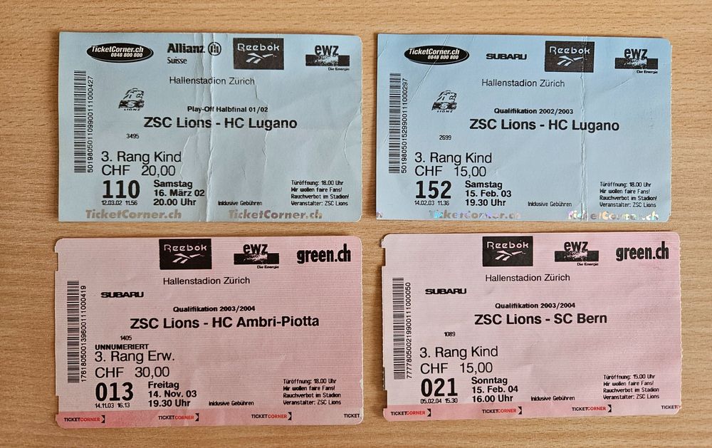 Tickets ZSC Lions Hallenstadion Zürich 2002 - 2004 | Kaufen Auf Ricardo