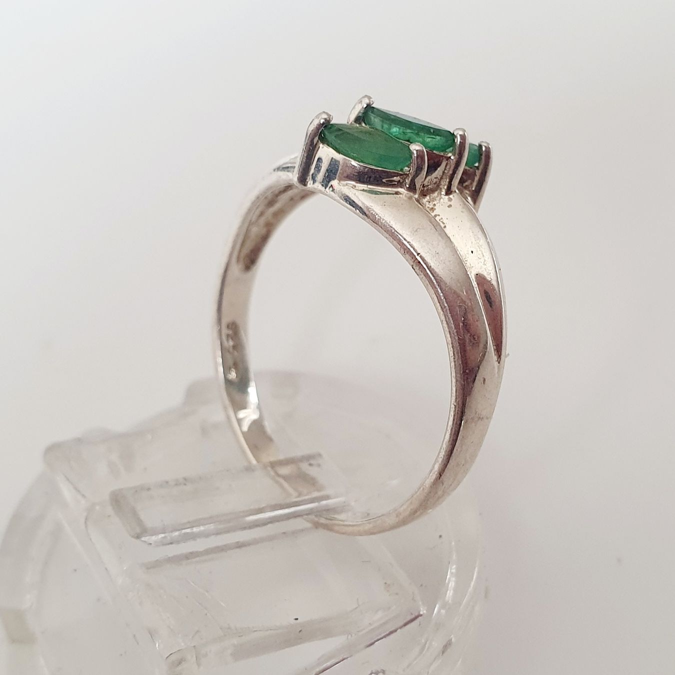 Anelli: Ring mit 3 Smaragden 925 Silber Gr 18,1 mm – Usato da Kreuzlingen venduto da Wunderkiste123 8