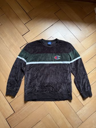 CHAMPION - Samt Pullover schwarz-dunkelgrau-grün XL