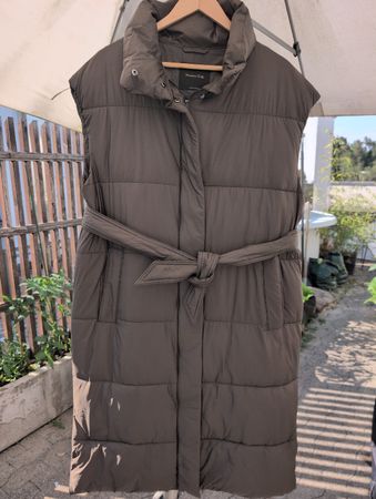 Gilet doudoune femme Massimo Dutti marron long taille s