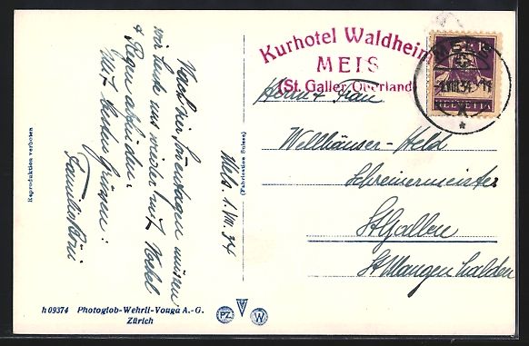Cartoline postali: Mels, Kurhaus Waldheim, Terrasse mit Fal – Usato da Berlin venduto da bartko-reher 1