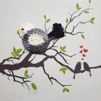1 Stück Vogel Spatz (L) gehäkelt , crochet, uncinetto 971