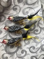 3x Flammenkopfbartvogel Vogel Christbaumschmuck