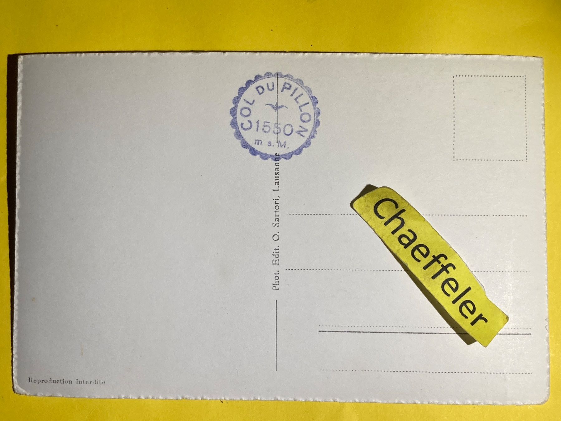 Cartoline postali: 4856 Gsteig b. Gstaad, Spitzhorn-Sanetschpass – Usato da Zürich venduto da Chaeffeler 1