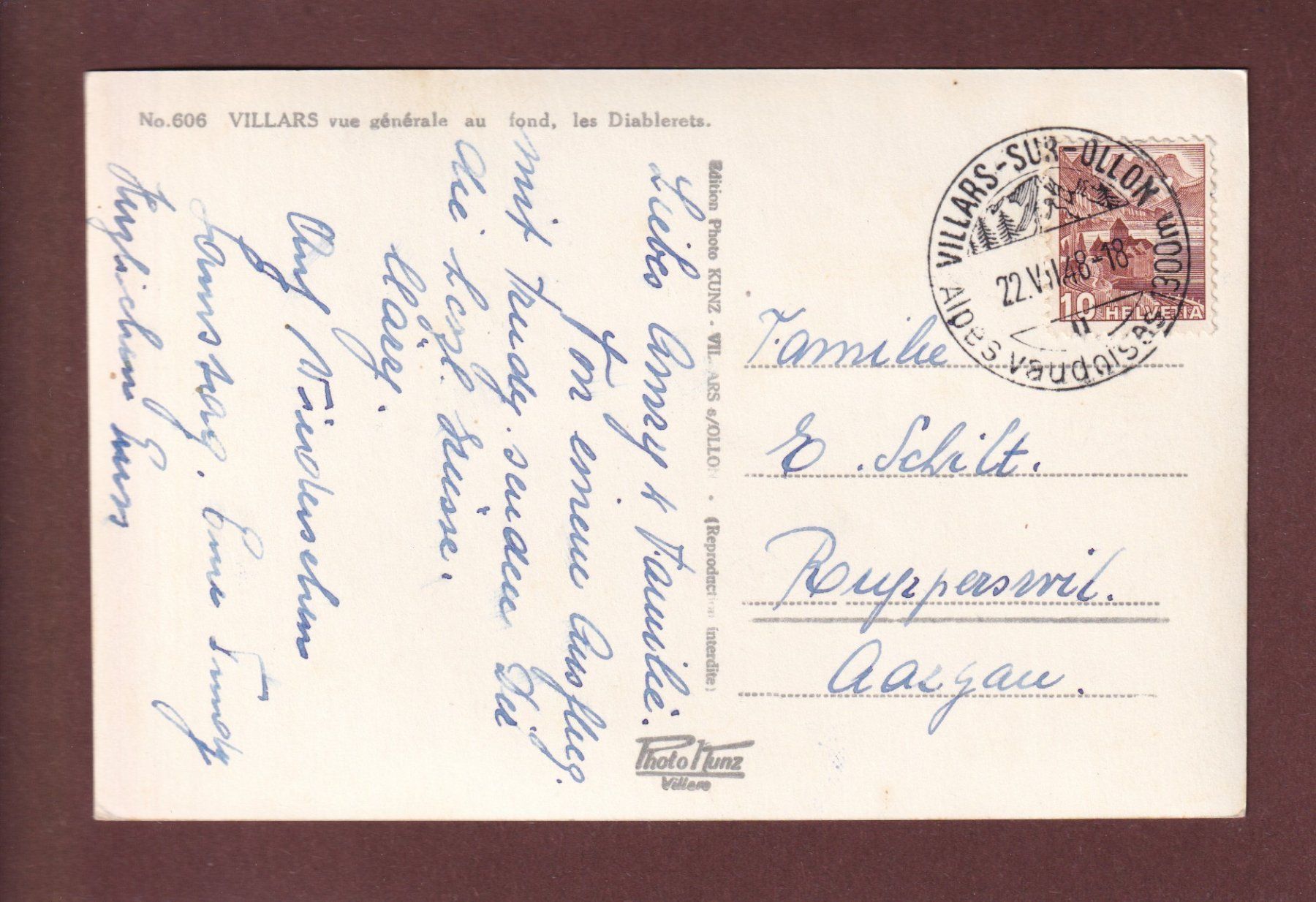 Cartes postales: VILLARS-SUR-OLLON - 1948 – D'occasion à Pully par nicecards-shop 1