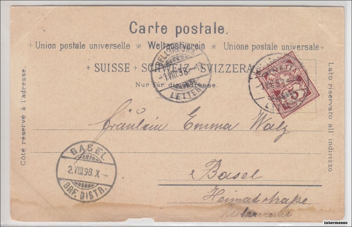 Cartes postales: Bellinzona // Saluto Litho // 1898 – D'occasion à Basel par intermezzo12 1