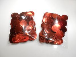 Pailletten rot rund, 3 cm, 1 mm Loch, 50 gr. Paket.