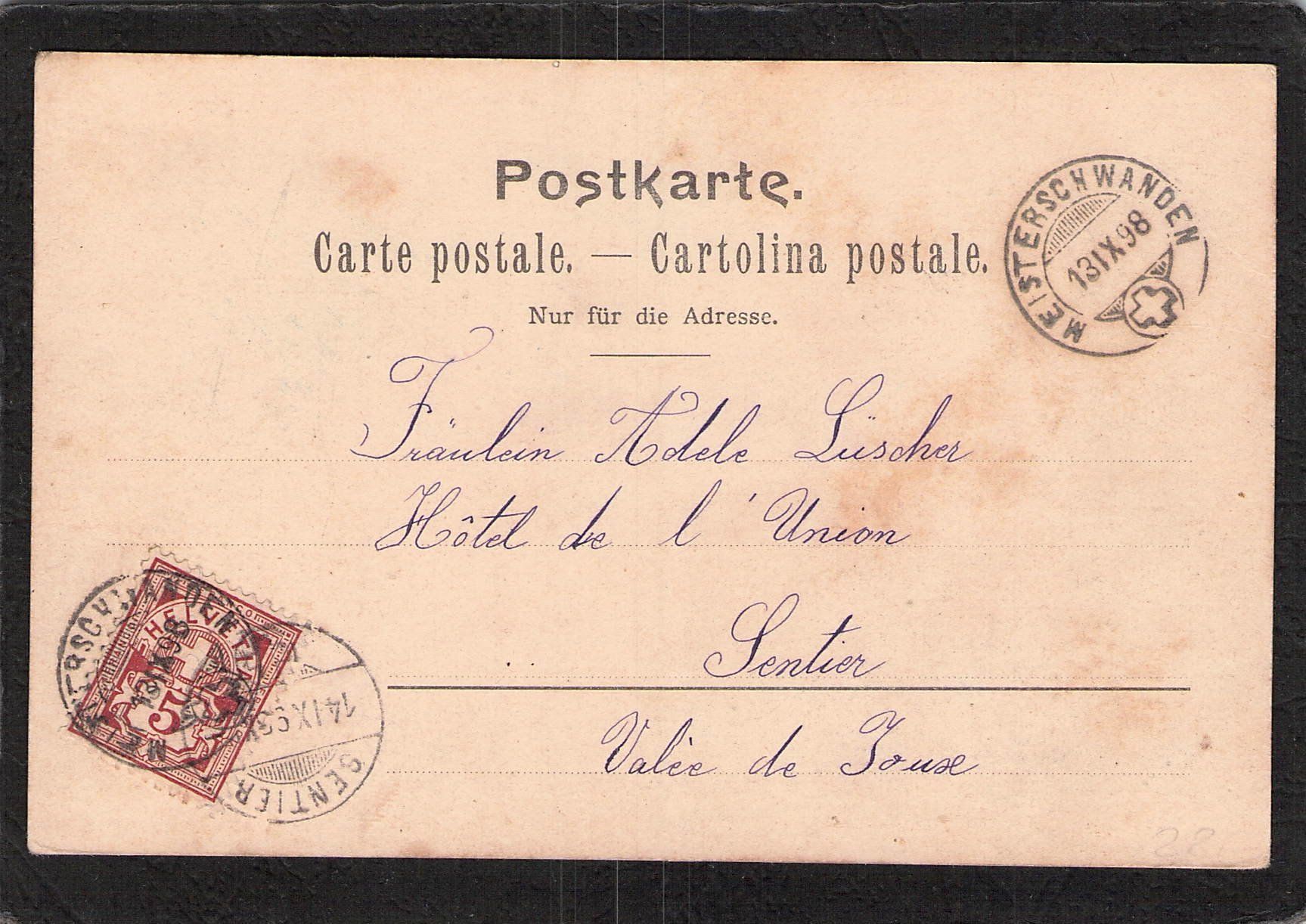 Cartoline postali: Meisterschwanden AG , gel. 1898 – Usato da Reichenburg venduto da Pipo-67 1