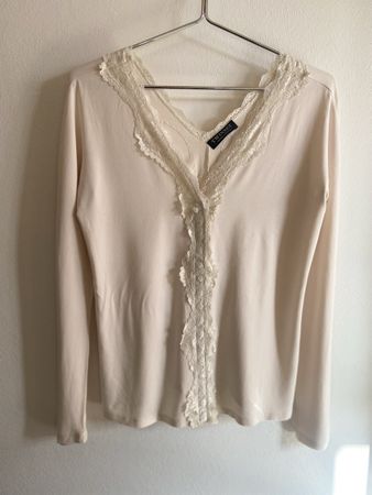 Shirt Langarm TWINSET Simona Barbieri, Grösse L, cremefarbig