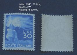 Italien 30 Lire von 1945 postfrisch** Kat Fr 500.00