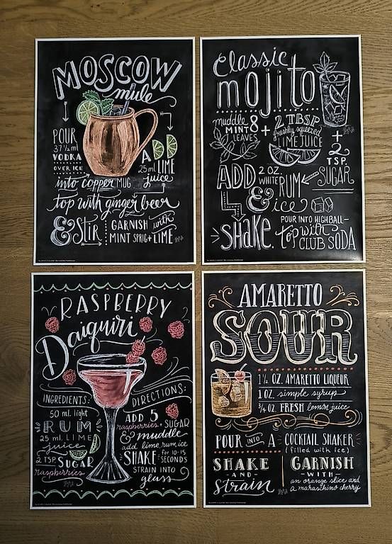 Poster & Bilder: Cocktail 4er Poster-Set, 21x30cm – Gebraucht aus Ballwil von Fleur.01