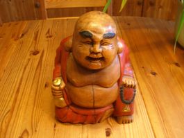Glücksbuddha Figur, Holz, handgeschnitzt 🔆