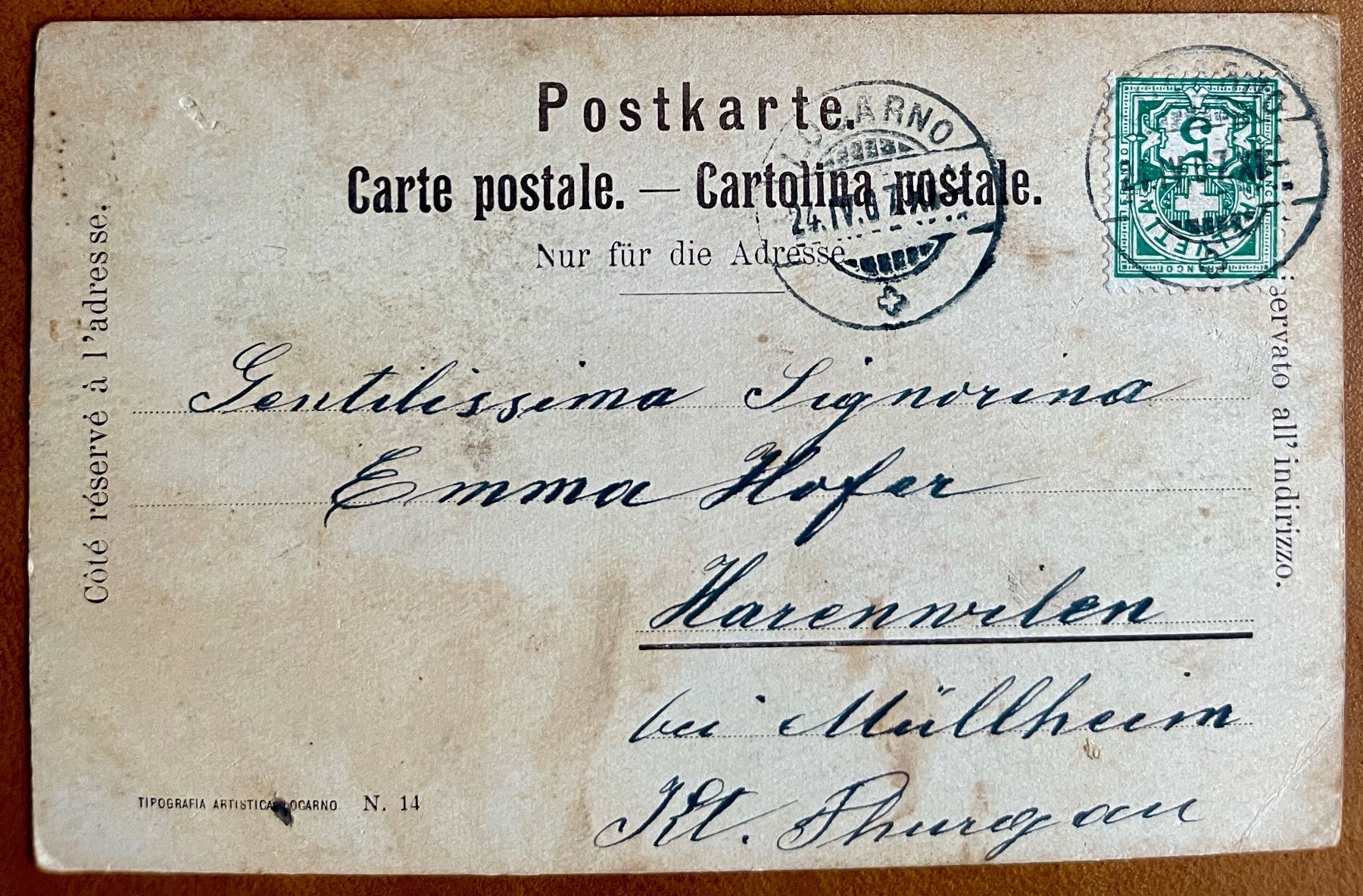 Cartoline postali: LOCARNO - MURALTO - 1907 – Usato da Lutry venduto da Ediego 1