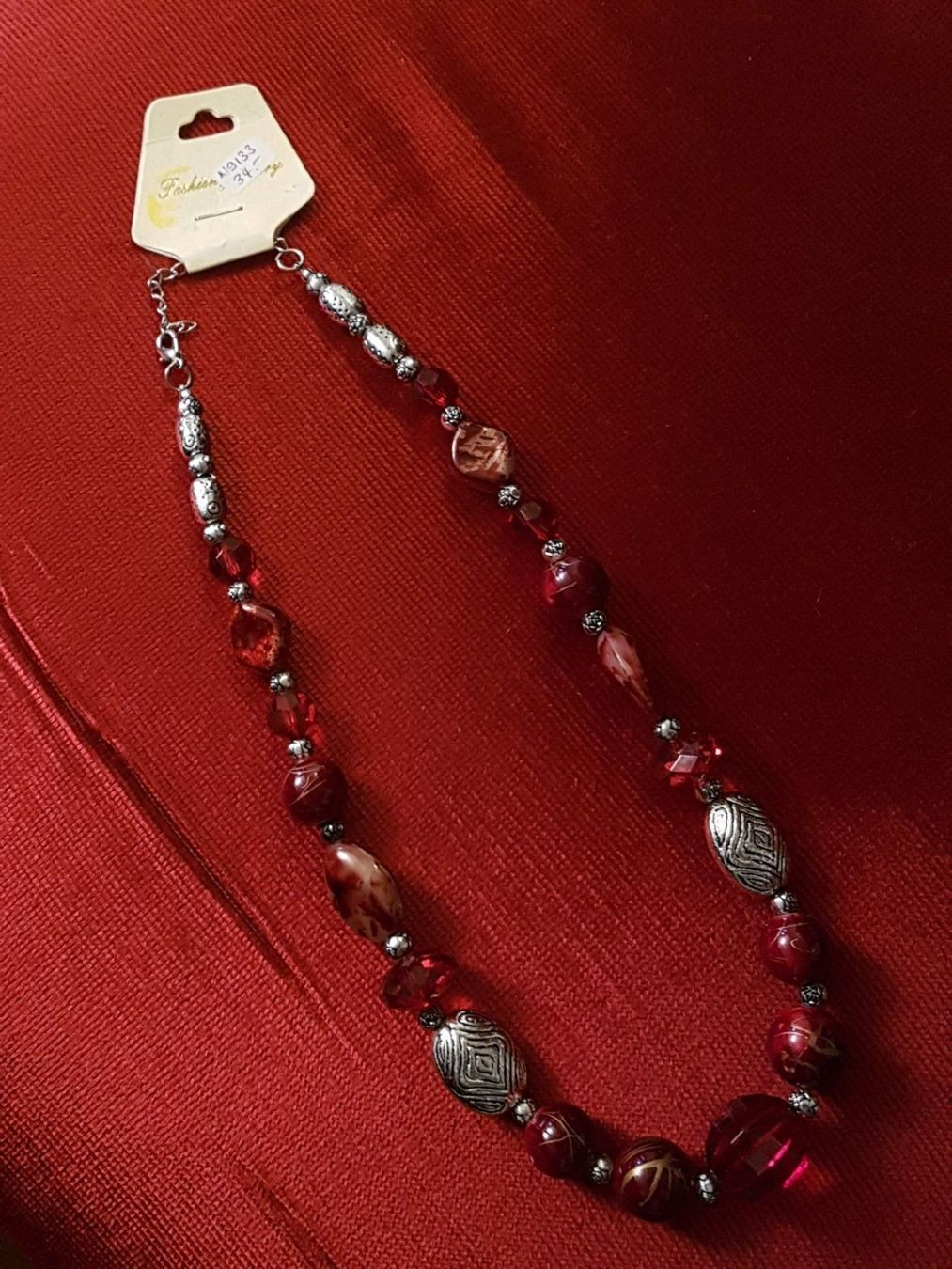 Ketten: Kette tiefrot silberfarben, ca. 57 – Gebraucht aus Ettingen von Maranathatalitha 3