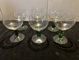 6er Set Weingläser grün Vintage Retro 70er