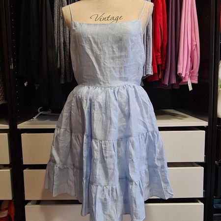 Sandro Linen Mini Dress Light Blue