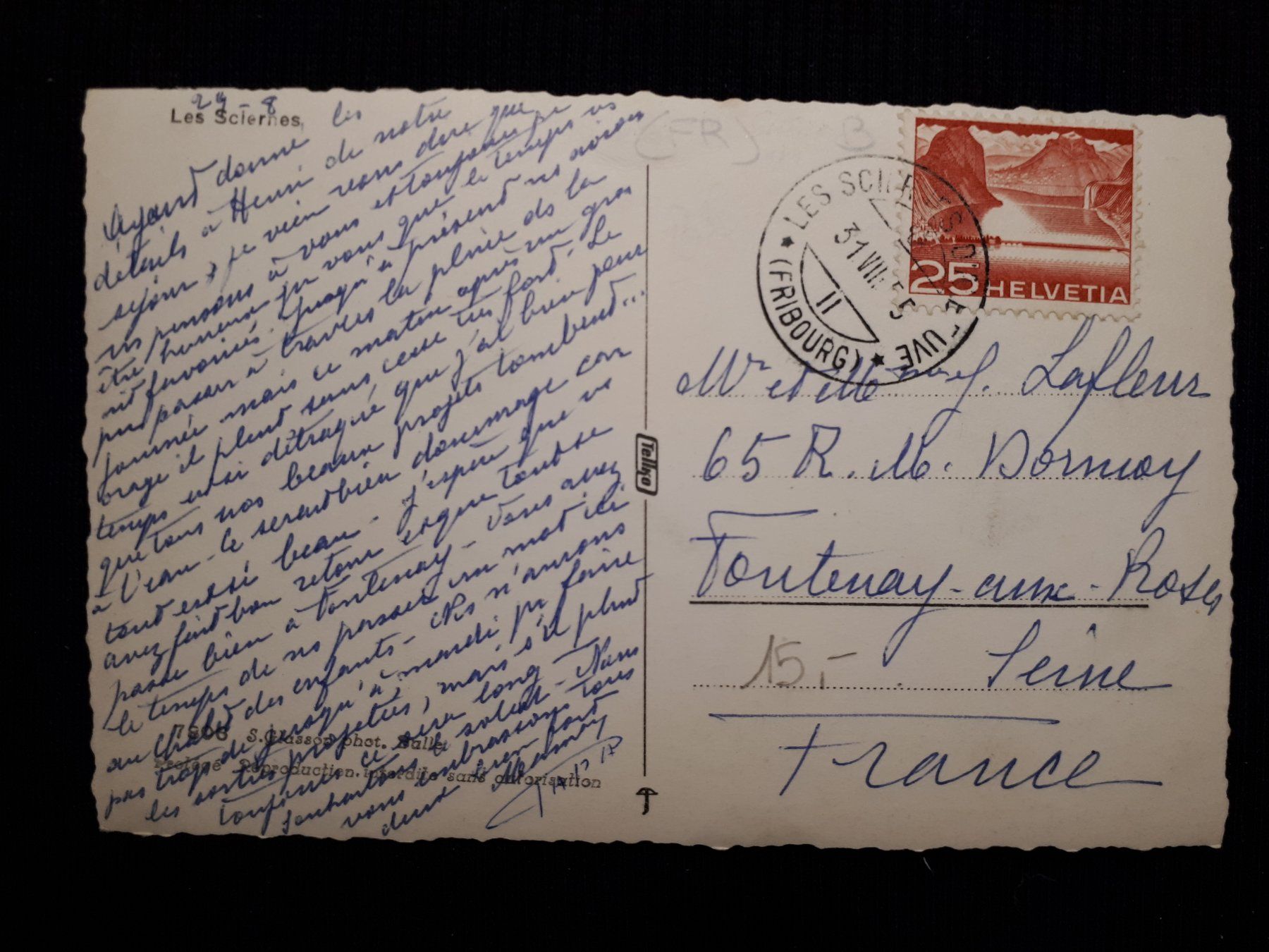 Cartoline postali: LES SCIERNES 1955 – Usato da Ponto Valentino venduto da giorgia06 1