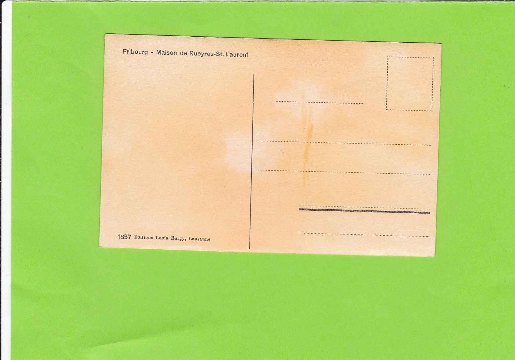 Cartoline postali: Fribourg-Maison de Rueyres-St. Laurent – Usato da St. Peterzell venduto da neckertal 1