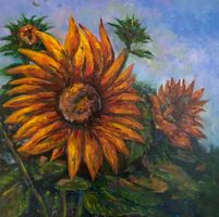 Sommer: Sonnenblume, Öl auf Leinwand, 61x61cm