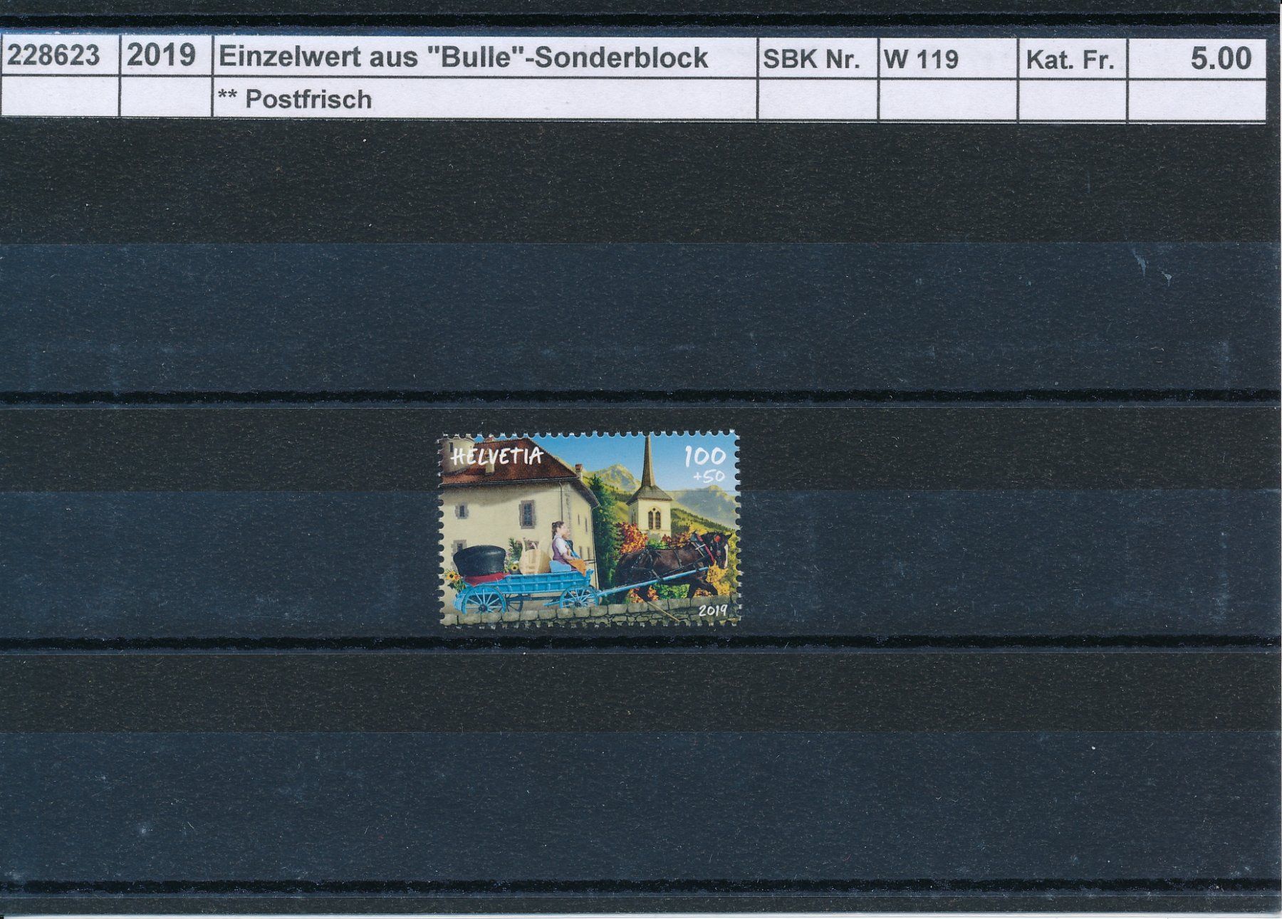 Tous les timbres: 2019 Einzelwert aus "Bulle" - Sonderblock, ** postfrisch – Neuf (Voir description) à Winterthur par Zupogeru