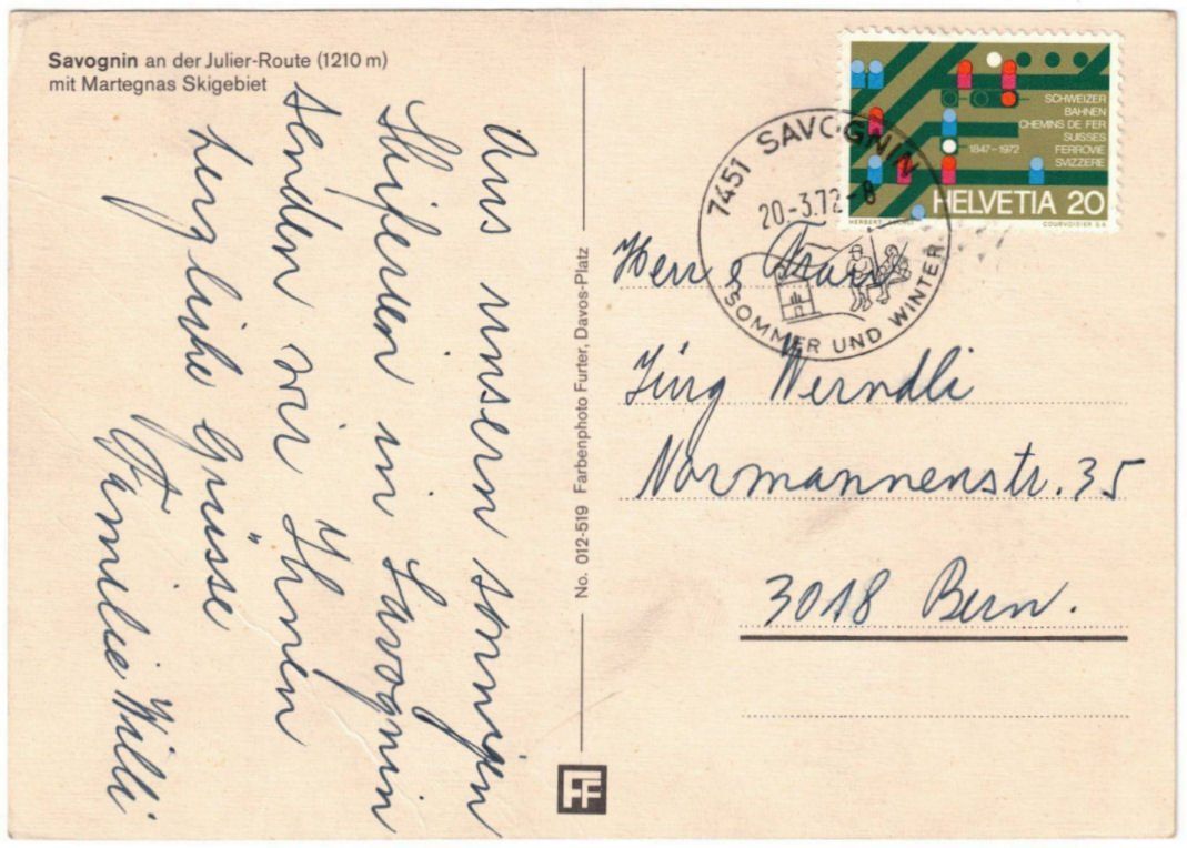 Cartoline postali: Savognin - Skigebiet – Usato da Binningen venduto da Mountainrider 1