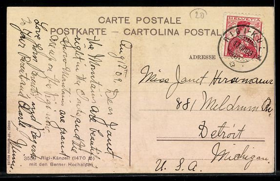 Cartes postales: Rigi-Känzeli, mit den Berner Hochalpen, – D'occasion à Berlin par bartko-reher 1
