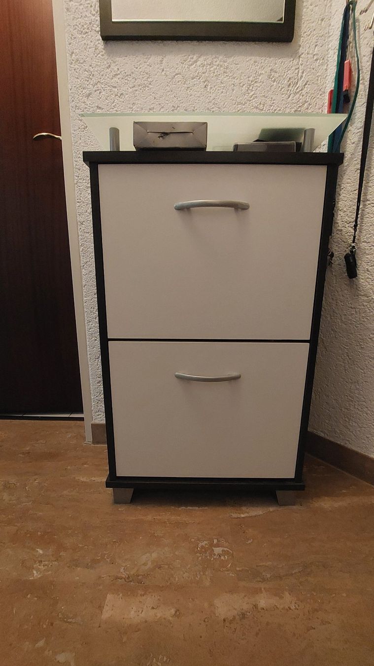 Kommoden: Schuhschrank schmal mit mattierer Glasablage – Gebraucht aus Subingen von Suprasales
