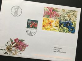 100 Jh Florist ZN 1779 auf FDC 2001 BL31 Schweiz-Singapour