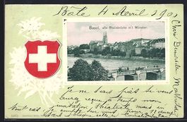 Basel, alte Rheinbrücke mit Strassenbah